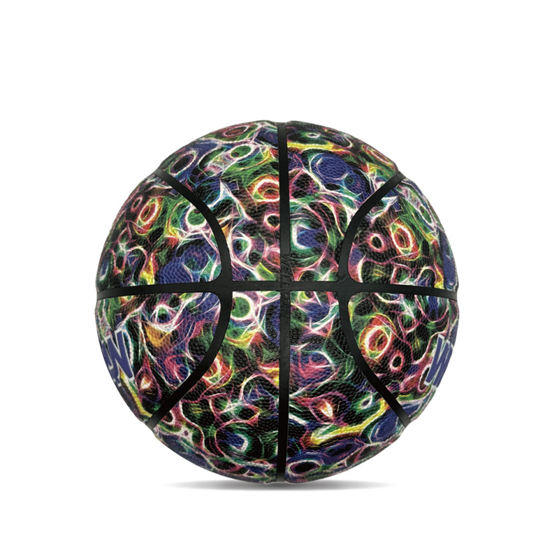 Hygroscopicity داخلی/فضای باز PU توپ بسکتبال ورزشی چاپی رنگارنگ